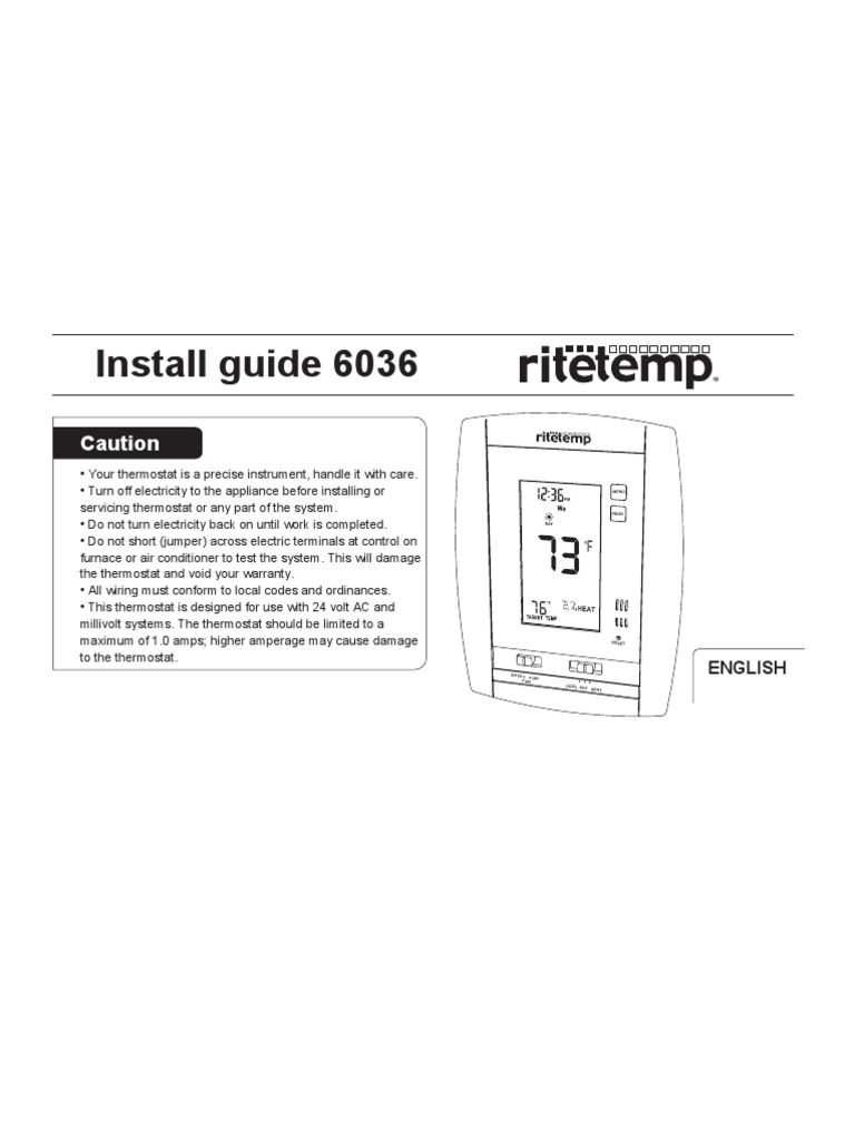 RiteTemp_6036_thermostat_installation_guide | Thermostat | Hvac