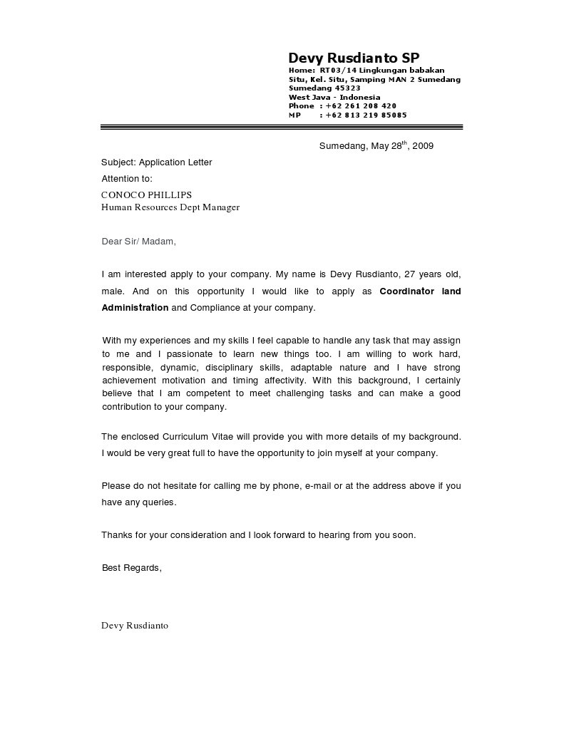 Application Letter | PDF