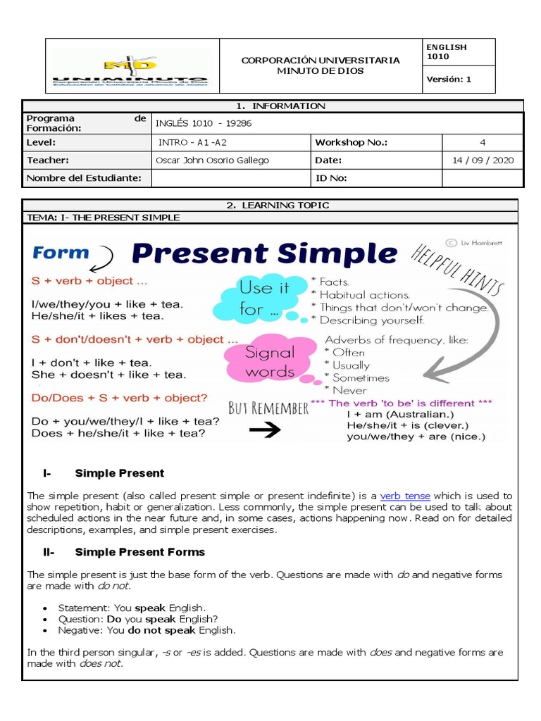 Present Simple and Continuous Overview | PDF | Verb | Semiotics