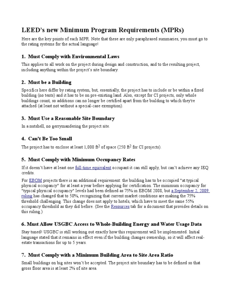 LEED Minimum Program Requirements Overview | PDF