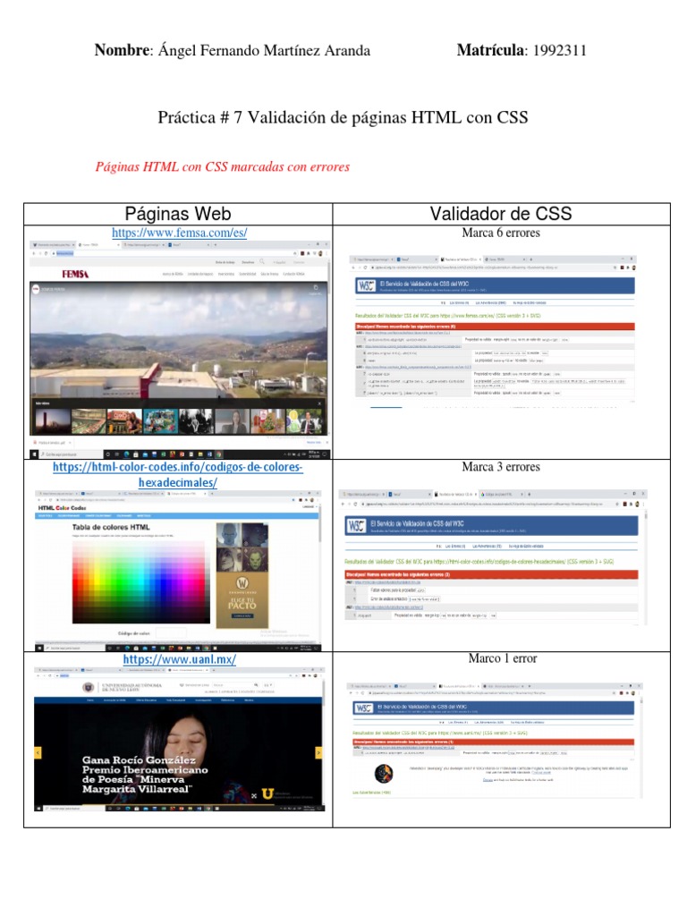 Práctica #7 Validación de CSS | PDF