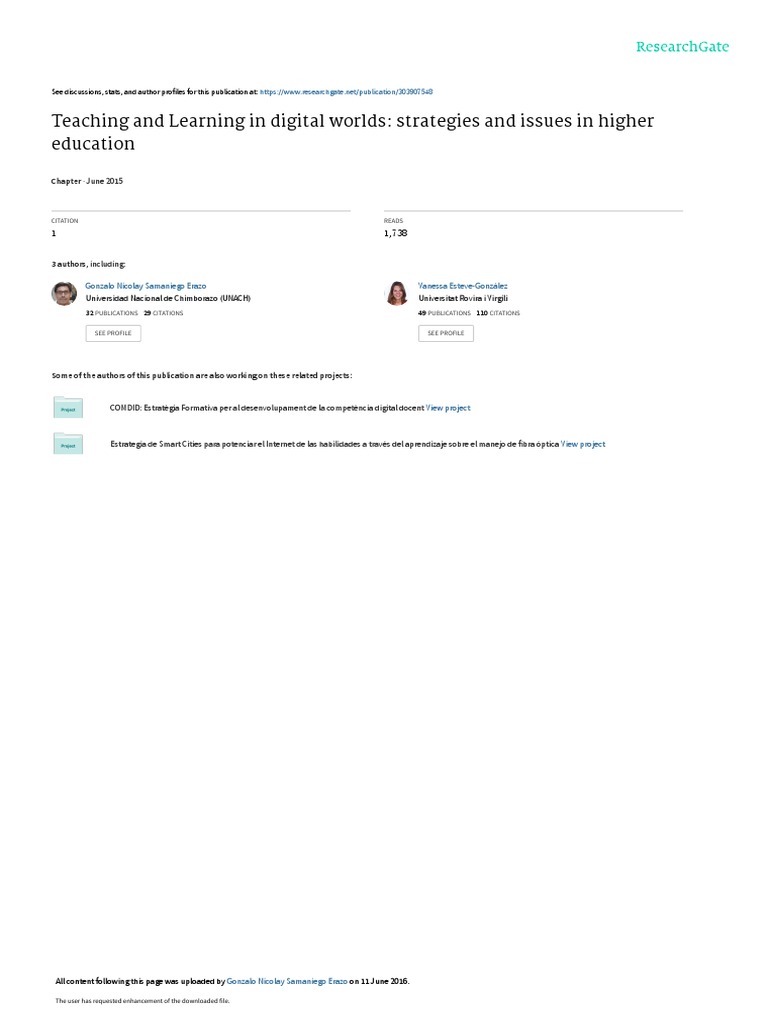 Teaching and Learning in Digital Worlds: Strategies and Issues in ...