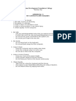 Asian Development Foundation College: Lesson No.: 6 Do S and Don Ts With Computers