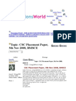 Topic: CSC Placement Paper, 5th Nov 2008, BMSCE