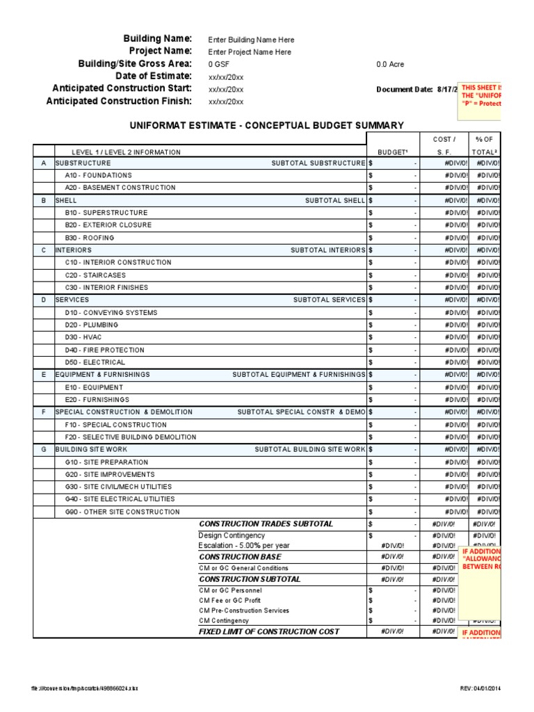 UNIFORMAT Template for Pomi Inmobiliaria | PDF | Masonry | Window