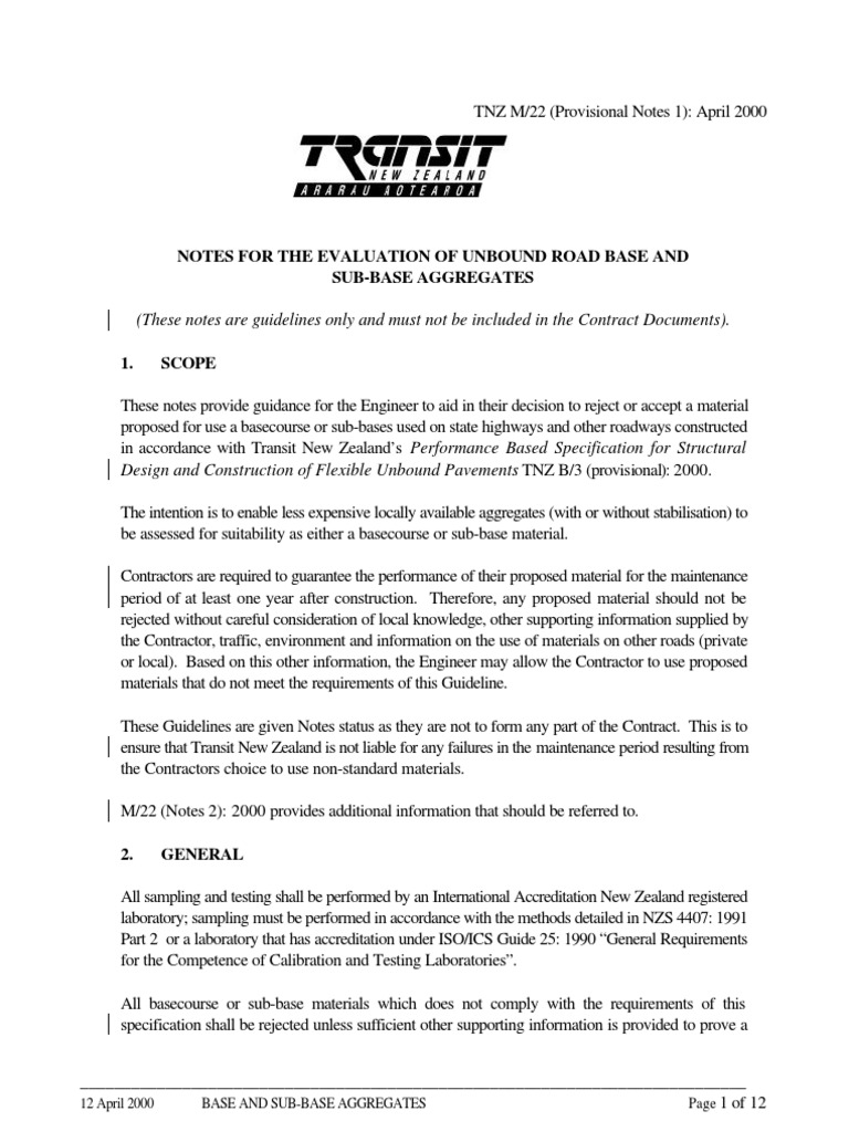 Guidelines for Base and Sub-Base Aggregates | PDF | Road Surface ...
