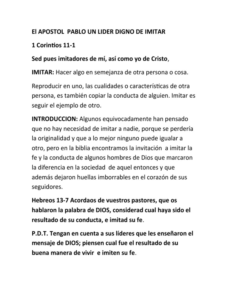 El Apostol Pablo Un Lider Digno de Imitar | PDF | Cristo (título ...