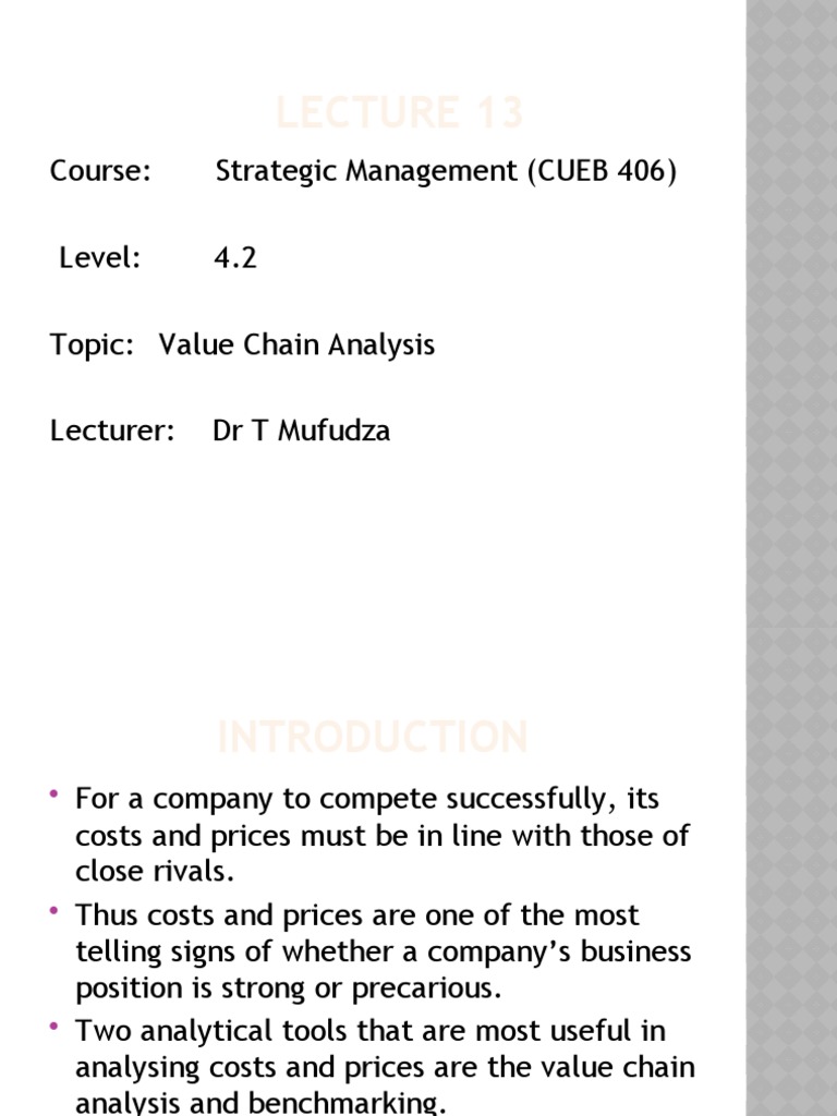 Value Chain Analysis in Strategic Management | PDF | Benchmarking ...