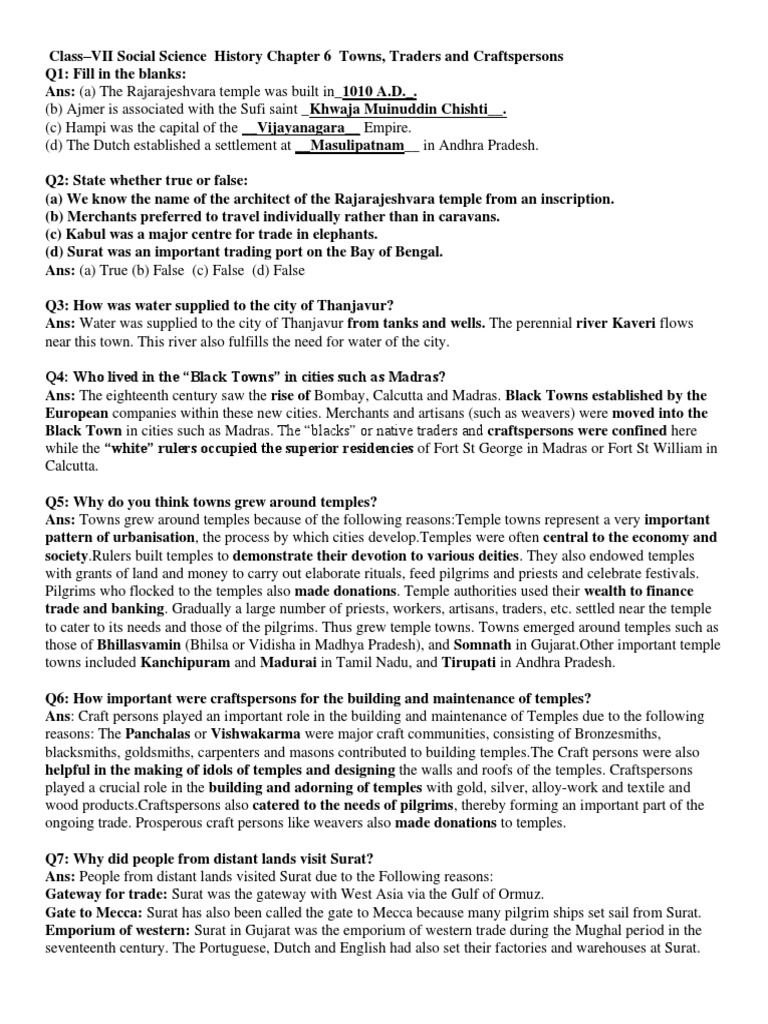 Class 7 History Lno6 Traders Craftsmen PDF