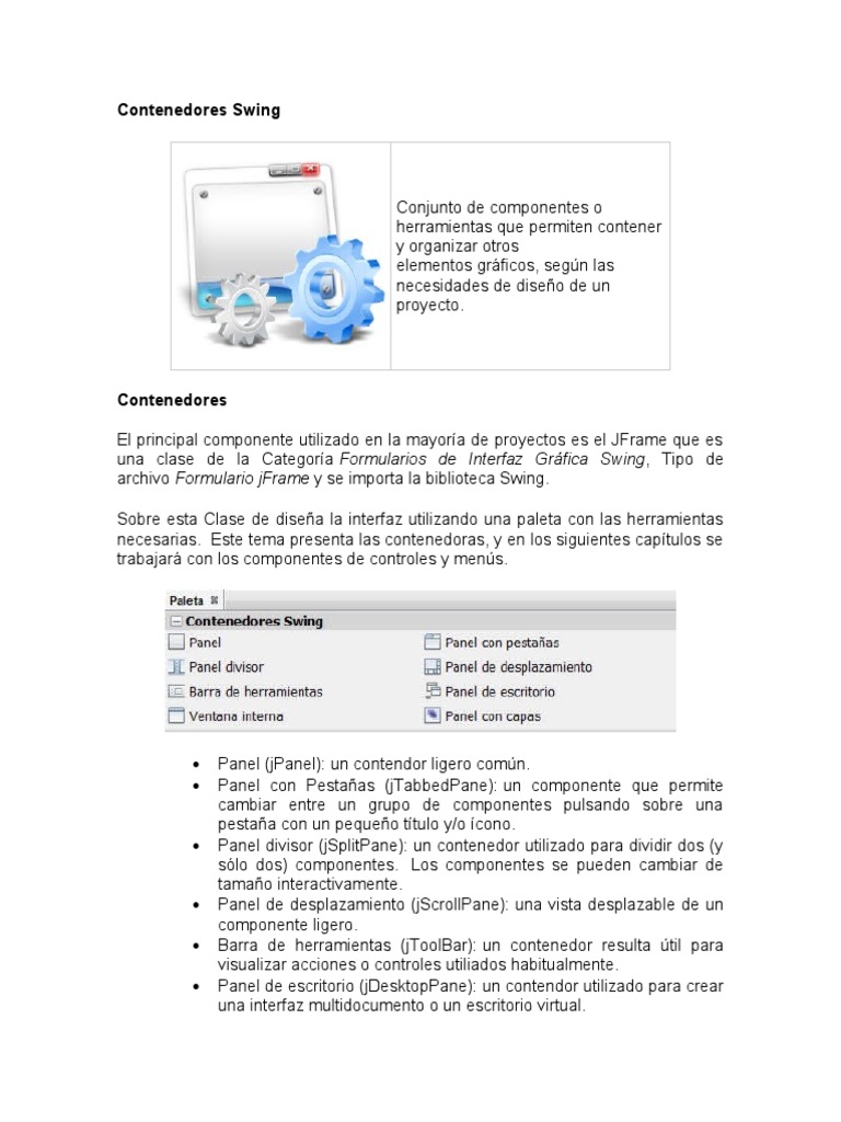 Contenedores Swing y componentes PDF Frijoles Netos Aplicaciones y software