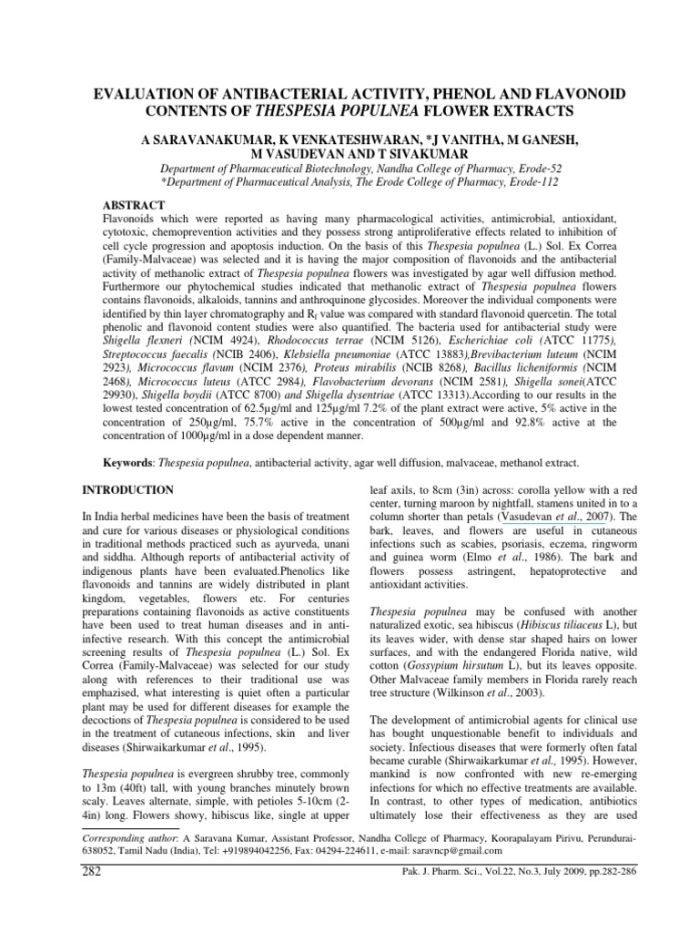 Evaluation of Antibacterial Activity Phe PDF | PDF | Flavonoid | Polyphenol