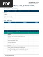 Investments Audit Work Program