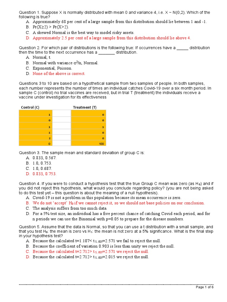MCQ Practice With Answers PDF Errors And Residuals Statistical