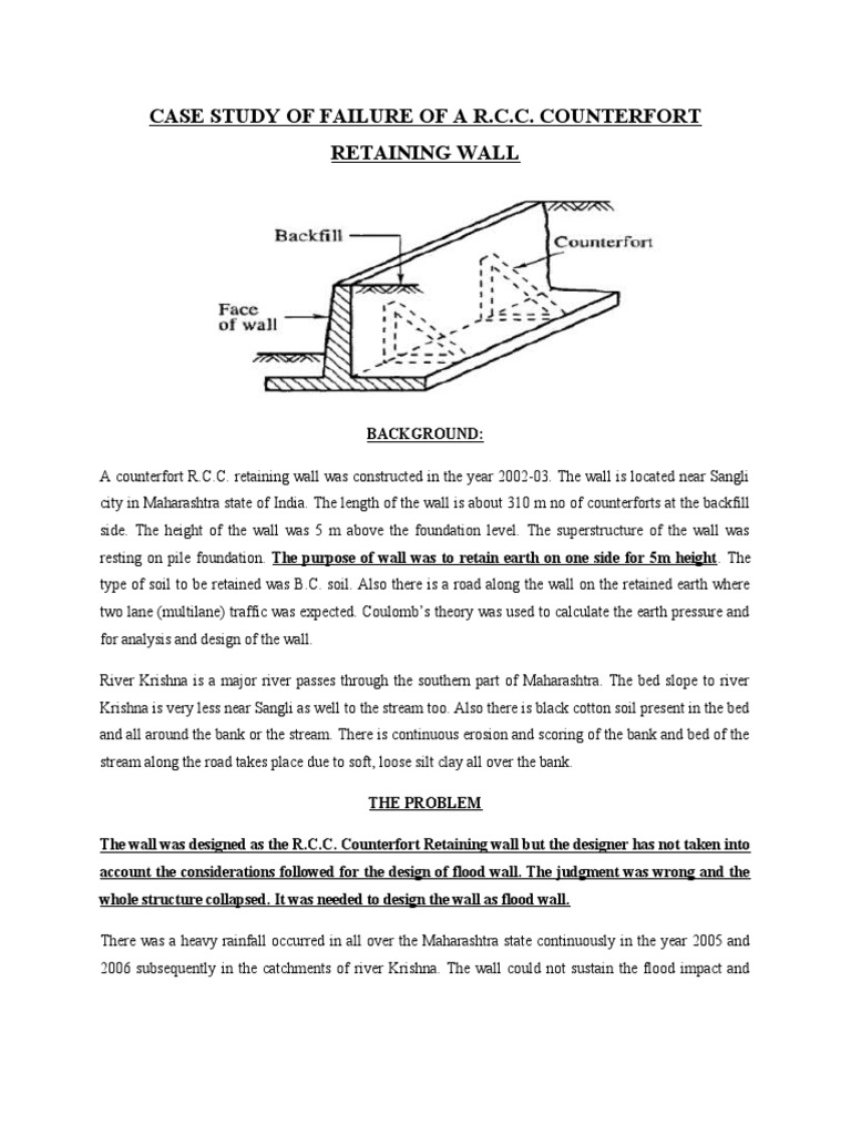 R.C.C. Retaining Wall Failure Analysis | PDF | Geotechnical Engineering ...