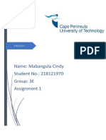 Name: Mabangula Cindy Student No.: 218121970 Group: 3E Assignment 1