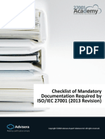 Checklist of Mandatory Documentation Required by ISO/IEC 27001 (2013 Revision)