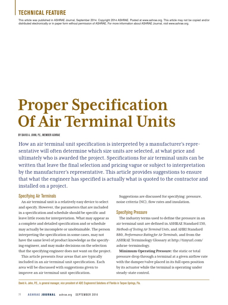 Proper Specification of Air Terminal Units: Technical Feature | PDF ...