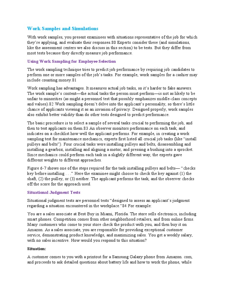 Work Samples and Simulations MSDM | PDF | Simulation | Sales