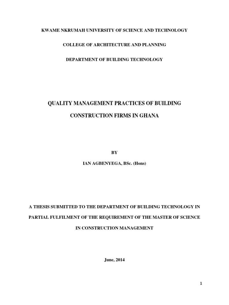 Quality Management Practices of Building PDF | PDF | Quality Management ...
