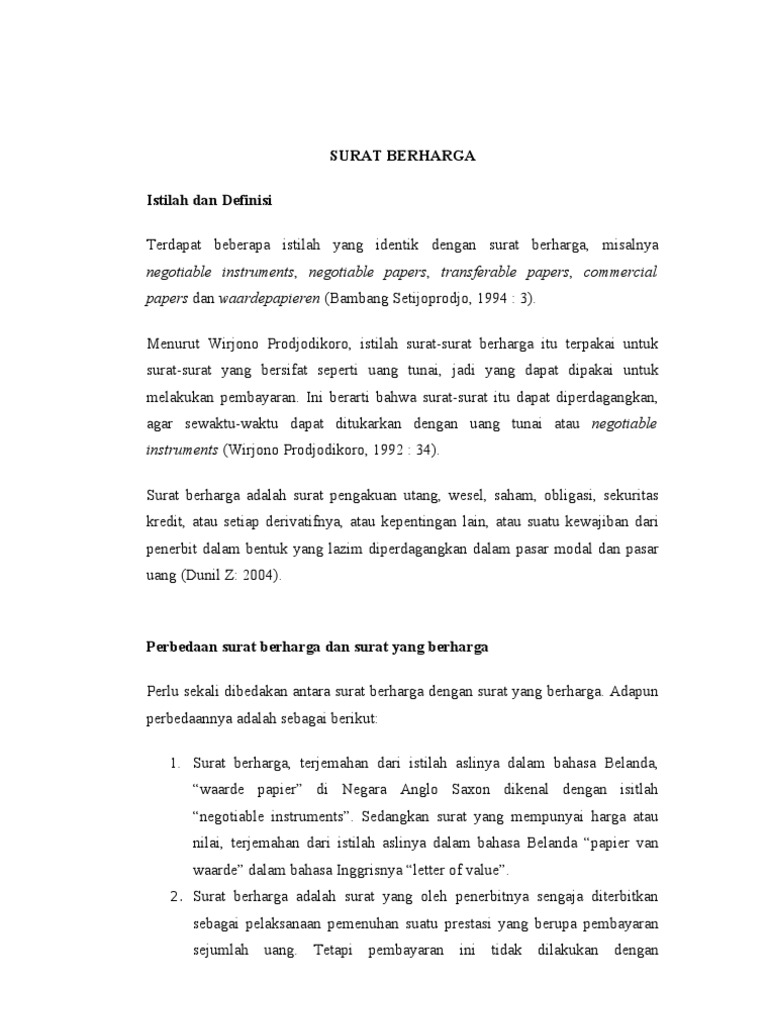 Contoh Surat Obligasi