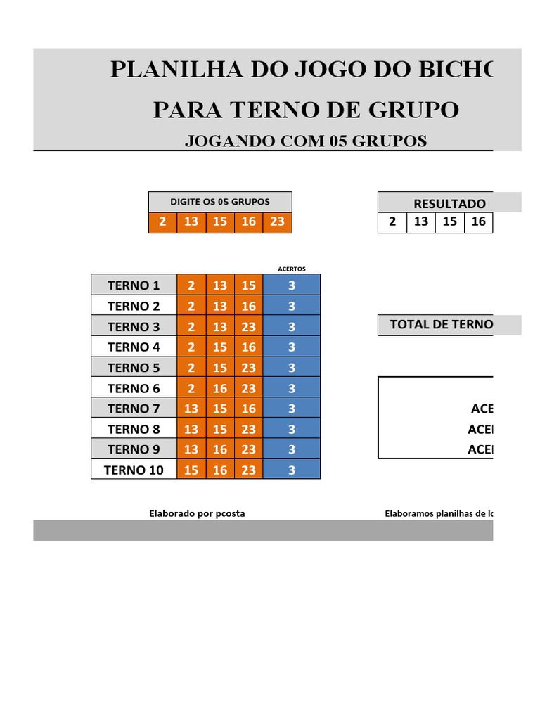 Planilha Do Jogo Do Bicho GRÁTIS