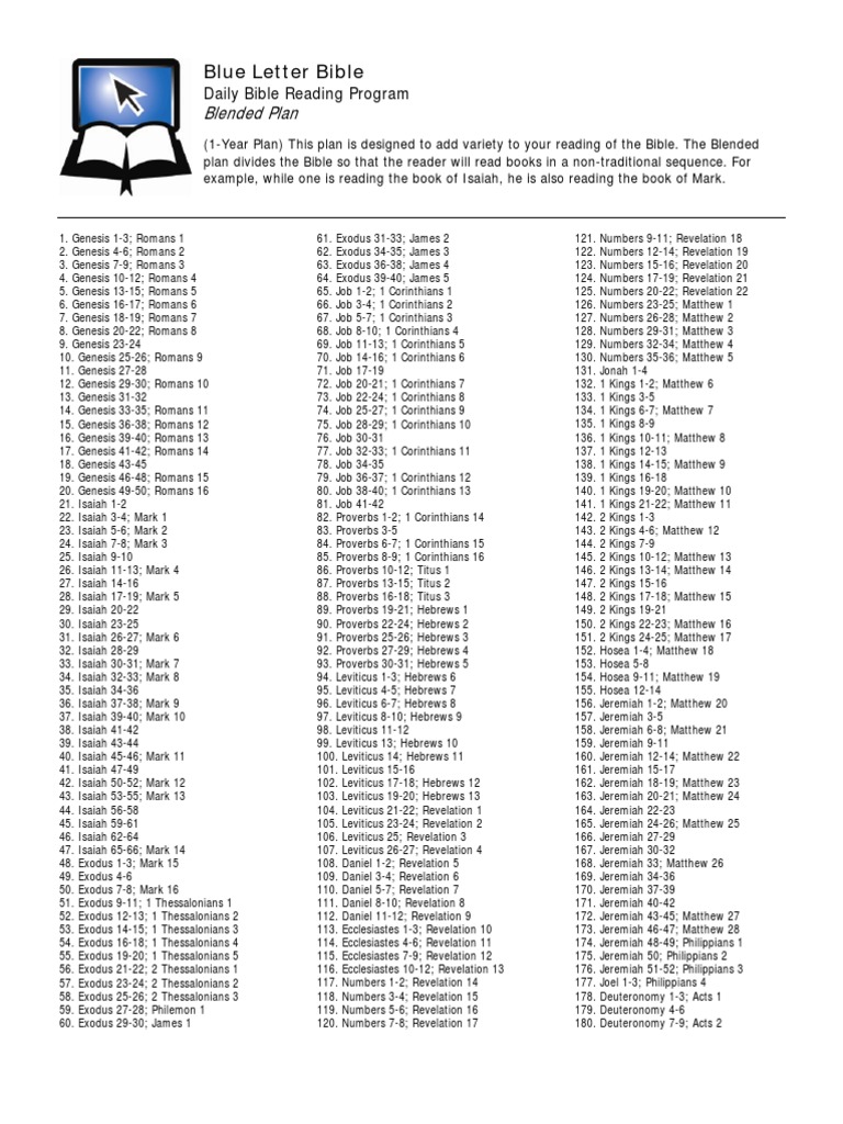 Blue Letter Bible Reading Plan PDF Jeremiah Acts Of The Apostles