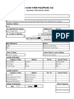 Van Hawk Paper Philippines Inc.: Customer Information Sheet