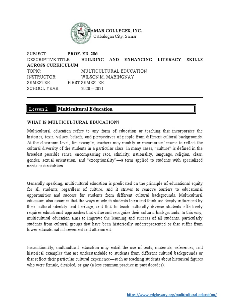 2 Multicultural Education | PDF | Multiculturalism | Teaching
