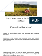 Rural Institutions in The Philippine Settings
