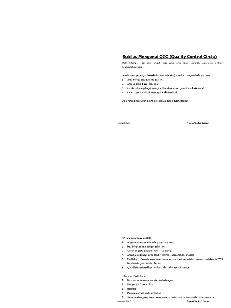 Pengenalan Quality Control Circle | PDF