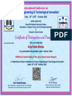 Certificate On Presenting Paper Conducted Jointly by Research Culture Society of India RCS - ICSETI - CPP