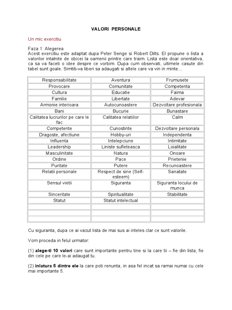 Valori Personale | PDF