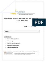 Science Mid-Term Test PDF