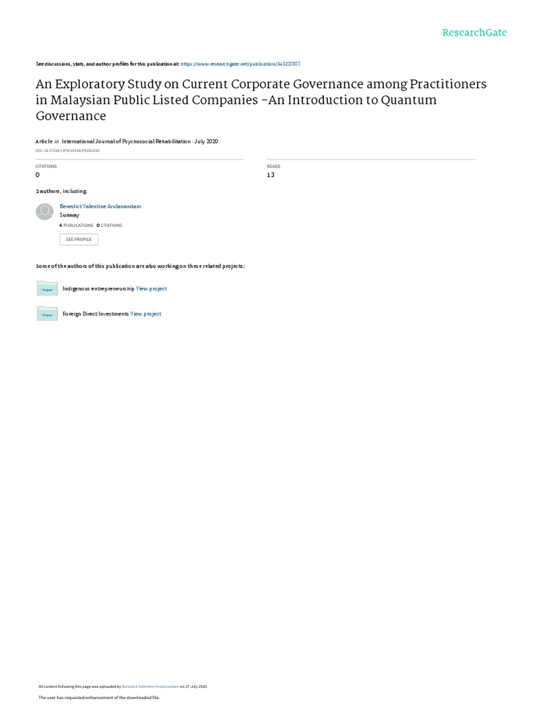 Corporate Governance in Malaysian Firms | PDF | Corporate Governance ...