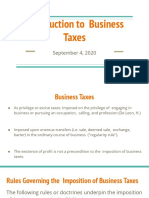 Introduction To Business Taxes: September 4, 2020