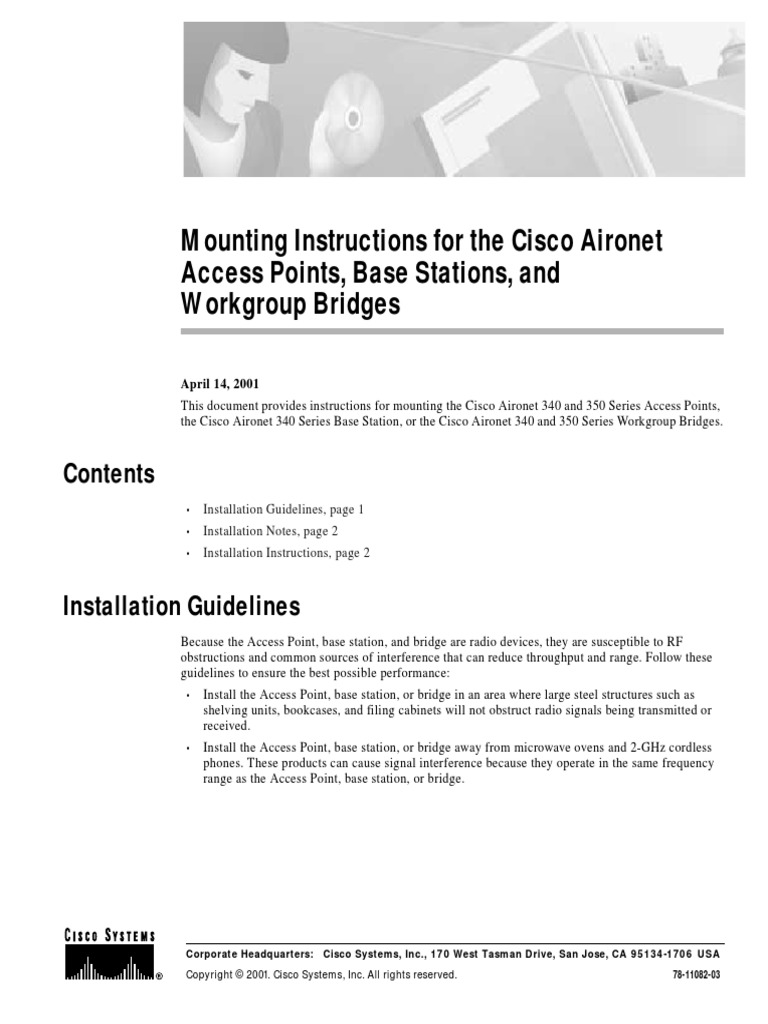 Mounting Instructions For The Cisco Access Points, Base