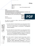 Carta notarial de Telesup a la Sunedu