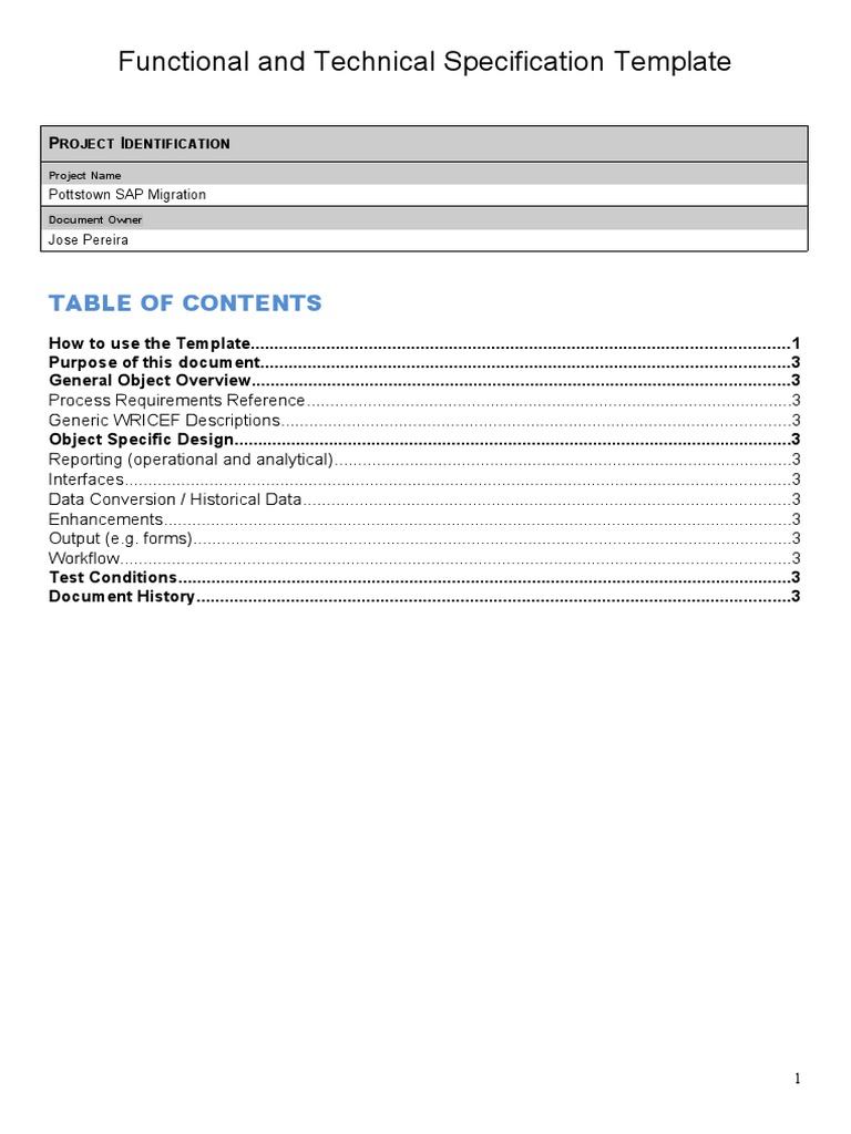 SAP Migration Specification Template | PDF | Specification (Technical ...