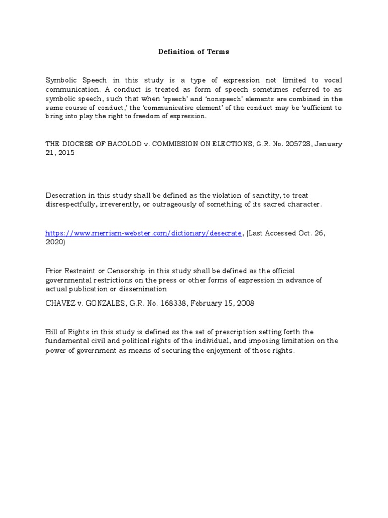 Definition of Terms Thesis PDF