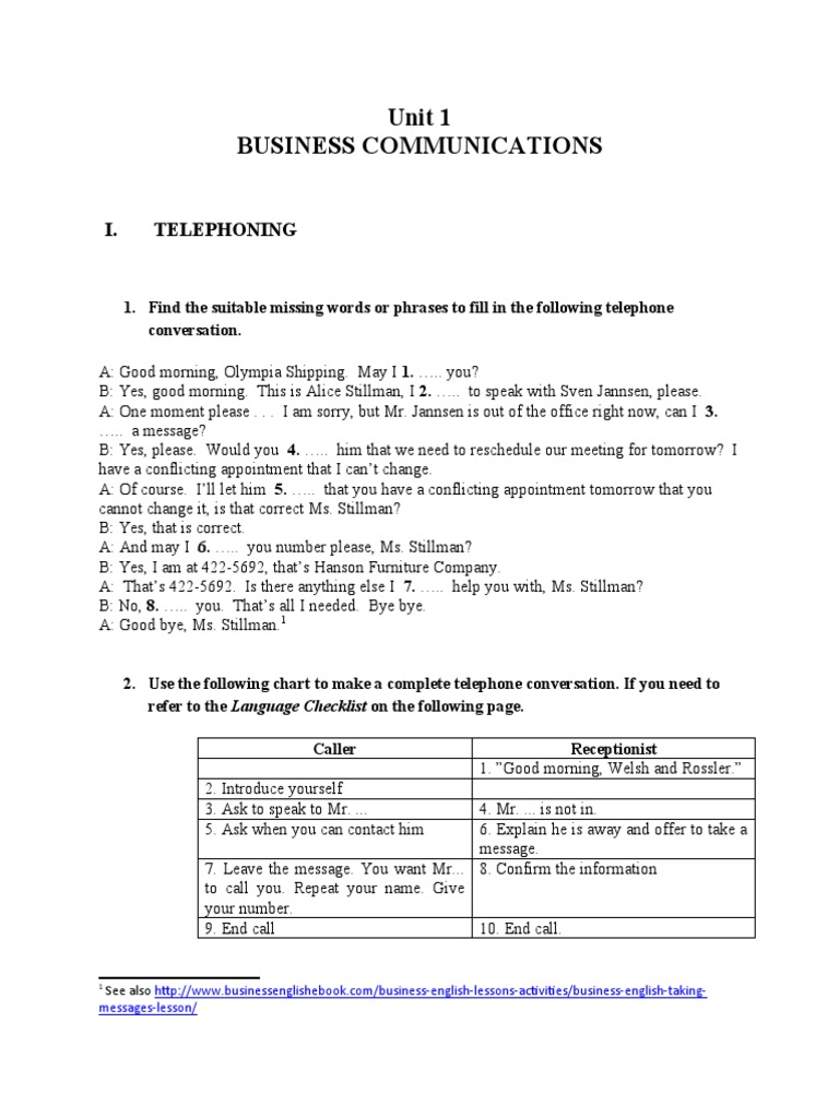 Business Telephoning Guide | PDF | Fax | Memorandum