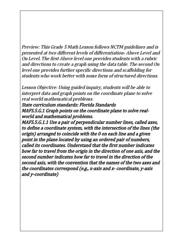 Mathgrade5dataandmeasurementlesson 1 | PDF | Cartesian Coordinate ...