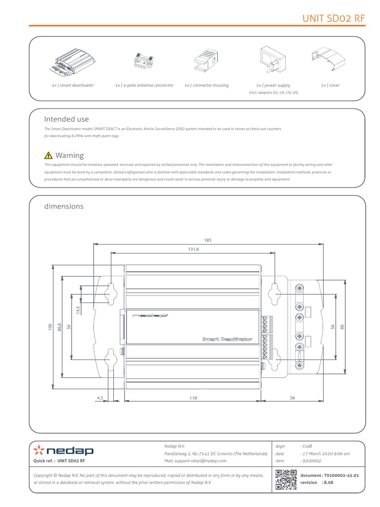 9200002-QR-T-UNIT SD02 RF Version B08 | PDF | Electromagnetic ...