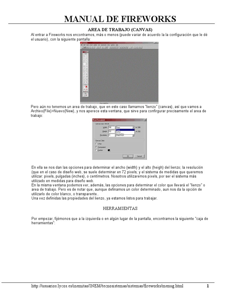 Manual de Fireworks: Área de Trabajo y Herramientas | PDF | HTML | Red ...