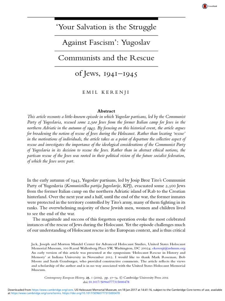 Your Salvation Is The Struggle Against Fascism': Yugoslav Communists ...