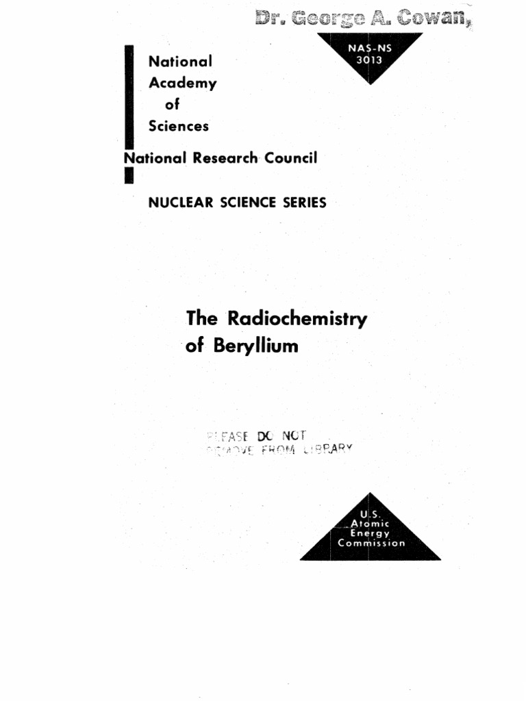 The Radio Chemistry of Beryllium.us AEC Hydroxide Carbonate