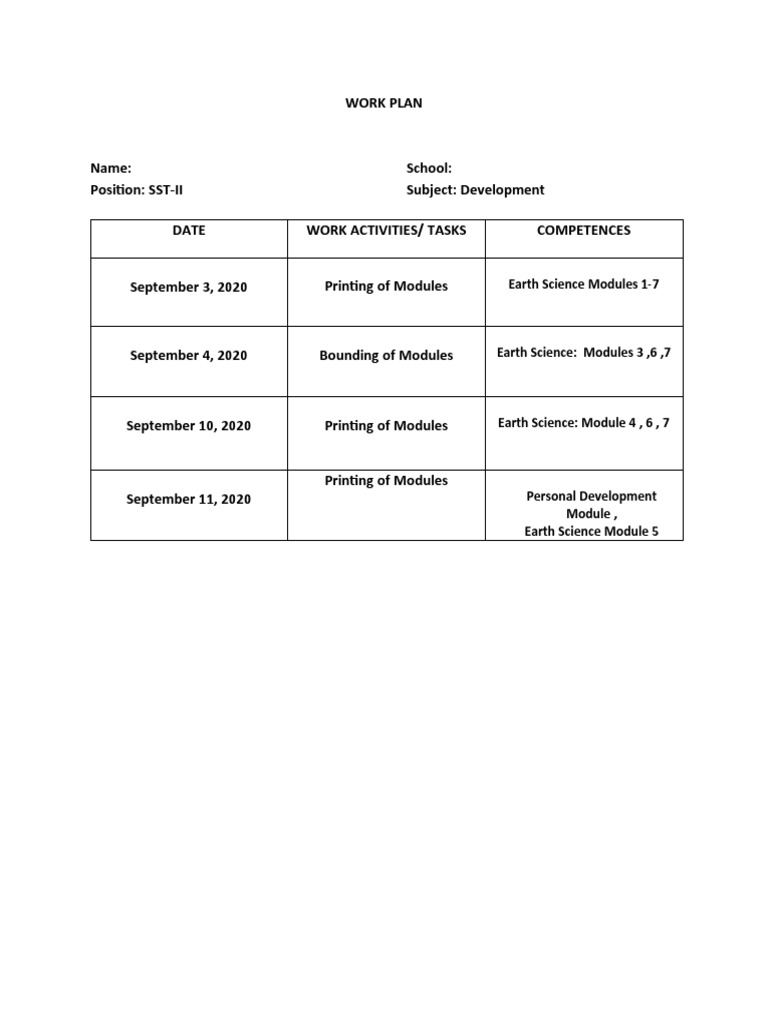 Work Plan | PDF