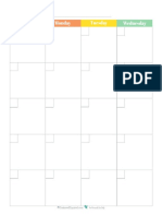 Blank 2 Page Per Month Calendar Rainbow PDF