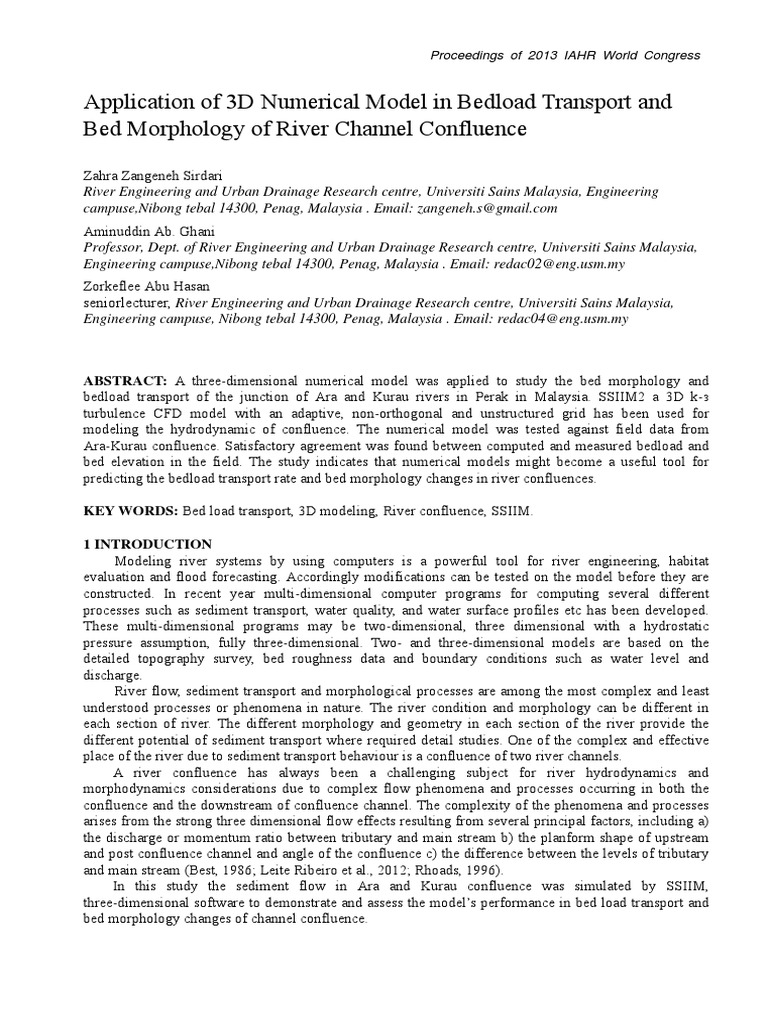 Application of 3D Numerical Model in Bed PDF | PDF | River | Sediment