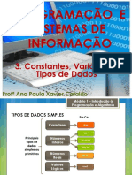 03 LP - 1ºano - Constantes, Variáveis e Tipos de Dados