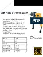 Taladro Percutor de 1/2" VVR 5.5 Amp 600W: Incluye